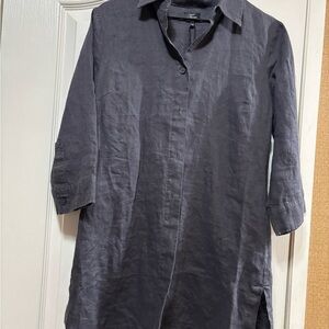Tara collection Gray Linen Button-Up tunic shirt